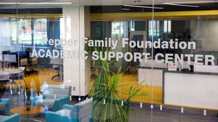 Pepper Family Foundation Academic Support Center sign