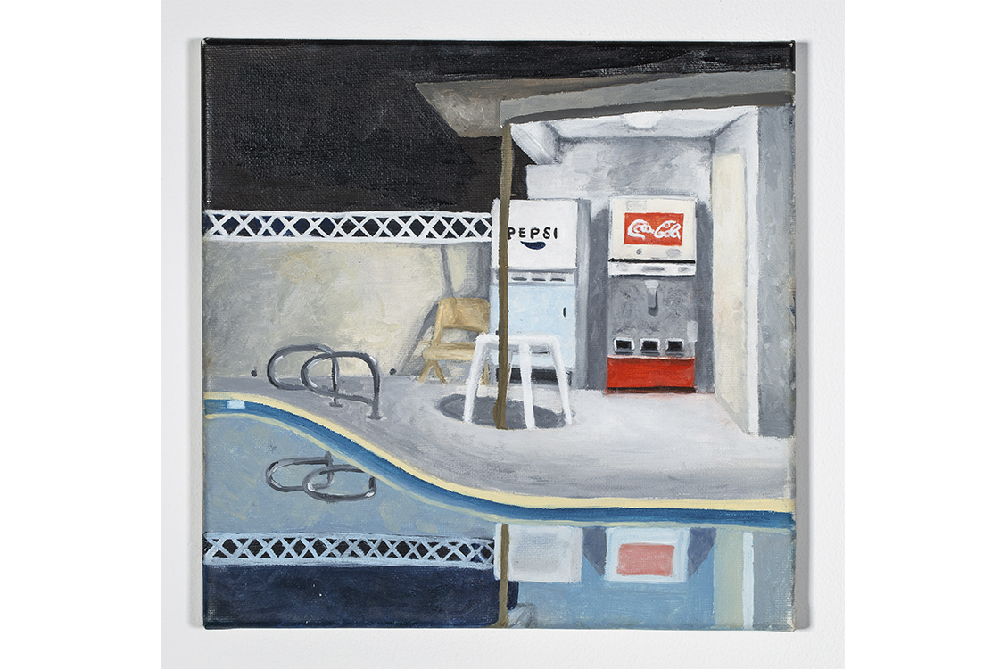 painting of vending machines by a pool