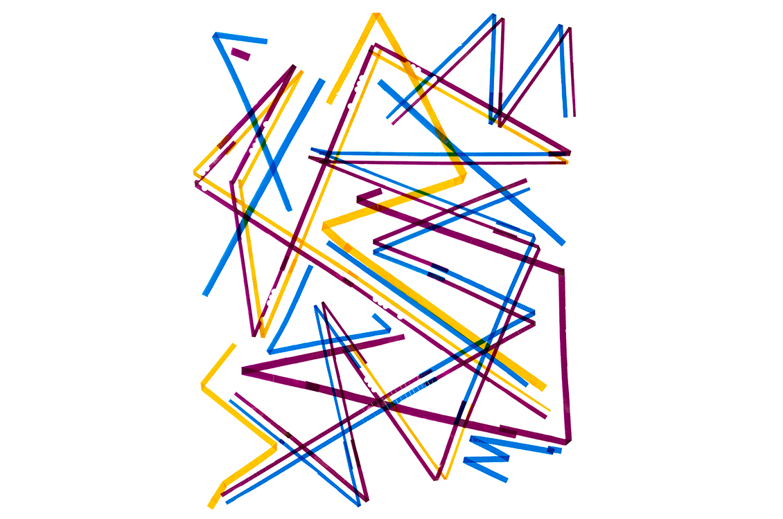 yan, magenta, and yellow lines, some intersecting in triangle shapes.
