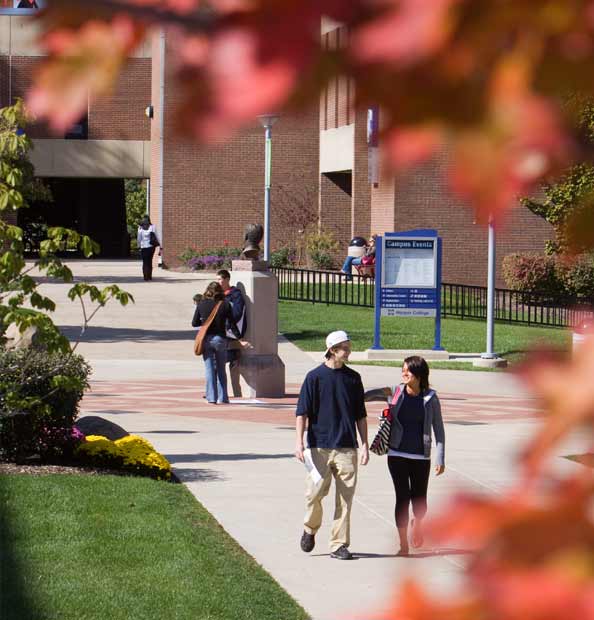 Fall orientation, students walking in the quad.